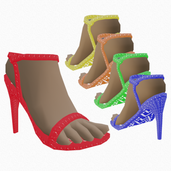 NFT wearable shoes for the decentraland metaverse. Made with RGB Gemstones to match your avatars hair color