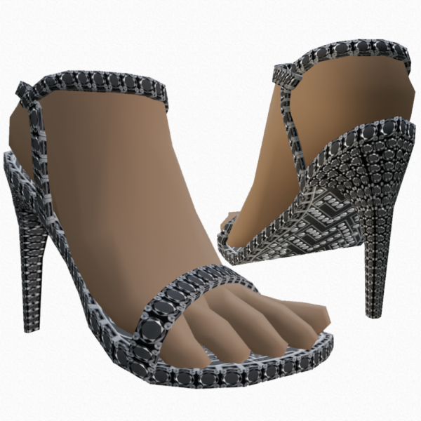 Digital Fashion. NFT Wearable for the Decentraland Metaverse Black Diamond Heels for your digital avatar