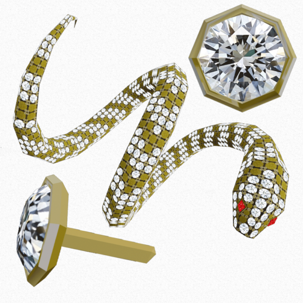 Digital Fashion. NFT Wearable for the Decentraland Metaverse Diamond Arm Band Snake